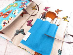 Cosmetics Organiser With Geometric Butterfly Print - Open
