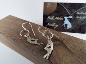 Sterling silver Sitting Hare earrings